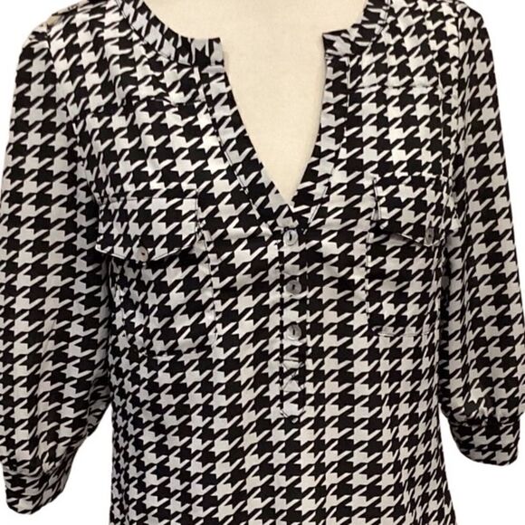 41 Hawthorn Houndstooth Blouse Black White Small - Picture 12 of 13